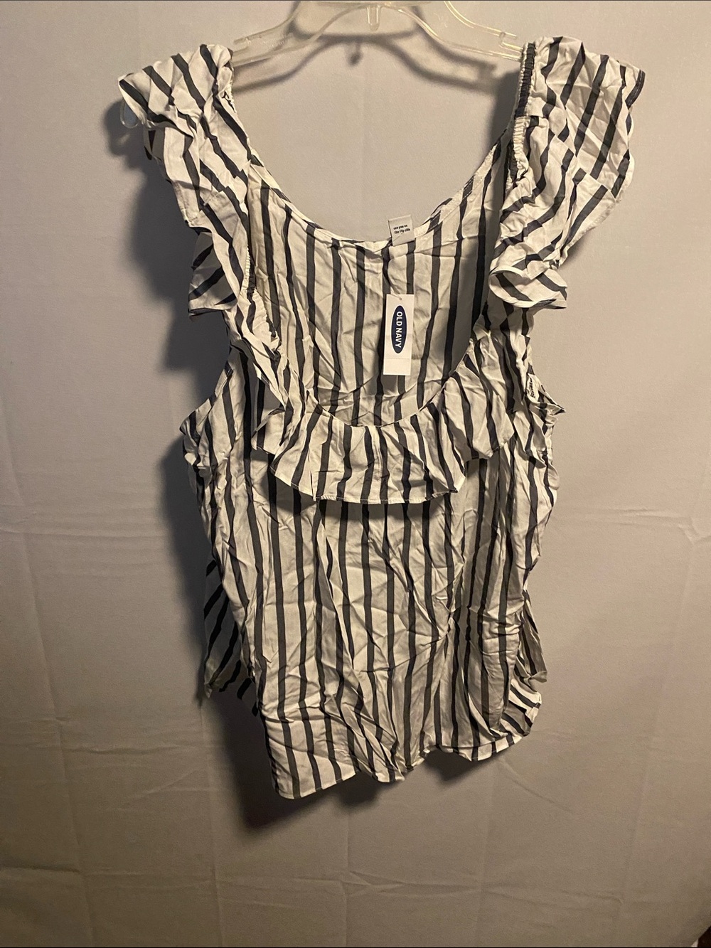 Old Navy  Gray and White Striped Ruffle Cami